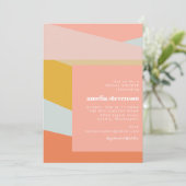 Invitation Fête des mariées moderne Géométrique Peach Pastel (Debout devant)