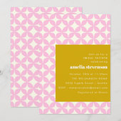 Invitation Fête des mariées moderne géométrique rose jaune ré (Devant / Derrière)