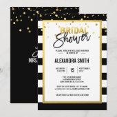 Invitation Fête des mariées moderne Gold Black White Stripes (Devant / Derrière)