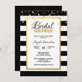 Invitation Fête des mariées moderne Gold Black White Stripes (Devant / Derrière)