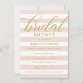 Invitation Fête des mariées moderne Gold et Blush Pink Stripe (Devant)