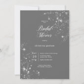 Invitation Fête des mariées moderne Gris & Blanc Diamants de  (Devant)