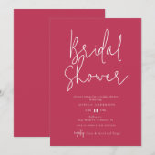 Invitation Fête des mariées moderne Magenta Rose (Devant / Derrière)