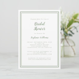 Invitation Fête des mariées moderne Mariage élégant Sage vert