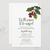 Invitation Fête des mariées moderne Mistletoe | Christmas Hol (Devant / Derrière)