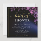 Invitation Fête des mariées moderne Moody Black Dark Purple F (Devant)