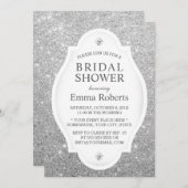 Invitation Fête des mariées moderne Parties scintillant argen (Devant / Derrière)