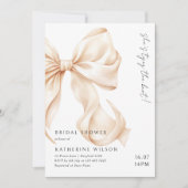 Invitation Fête des mariées moderne Peach Tan Bow (Devant)