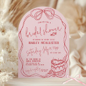 Invitation Fête des mariées moderne Quirky Hand Draw Bow PINK