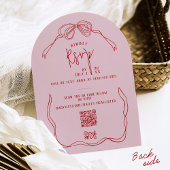 Invitation Fête des mariées moderne Quirky Hand Draw Bow PINK