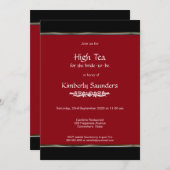 Invitation Fête des mariées moderne Red High Tea (Devant / Derrière)