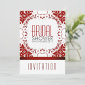 Invitation Fête des mariées moderne Red White Batik (Debout devant)