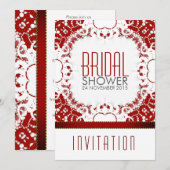 Invitation Fête des mariées moderne Red White Batik (Devant / Derrière)