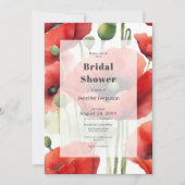 Invitation Fête des mariées moderne Retro Watercolor Red Popp (Devant)