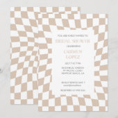 Invitation Fête des mariées moderne Rose de sable vérifié (Devant / Derrière)