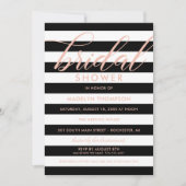 Invitation Fête des mariées moderne Rose Gold et Black Stripe (Devant)