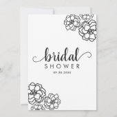 Invitation Fête des mariées moderne Script Floral Classic Noi (Dos)