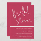 Invitation Fête des mariées moderne tendance Magenta Pink (Devant / Derrière)