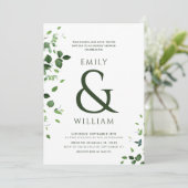 Invitation Fête des mariées moderne Tropical Feuille Couple (Debout devant)