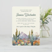 Invitation Fête des mariées moderne Turquoise Green Desert Ca (Debout devant)