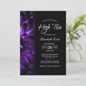 Invitation Fête des mariées moderne violet noir Floral haute  (Debout devant)