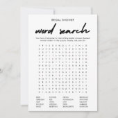 Invitation Fête des mariées moderne Word Search Game Card (Devant)