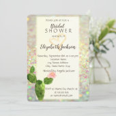 Invitation Fête des mariées ModernGlitter Bokeh Cactus (Debout devant)