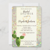 Invitation Fête des mariées ModernGlitter Bokeh Cactus (Devant)