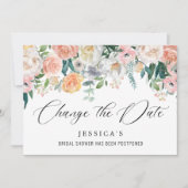 Invitation Fête des mariées Modifier la date Fleurs roses bla (Devant)