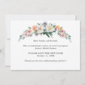 Invitation Fête des mariées Modifier la date Fleurs roses bla (Dos)