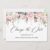 Invitation Fête des mariées Modifier la date Fleurs roses bla (Devant)