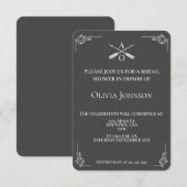 Invitation Fête des mariées Monogramme et flèches gris (Devant / Derrière)