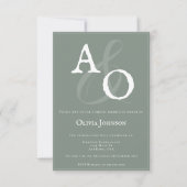 Invitation Fête des mariées Monogramme minimaliste Sage Green (Devant)