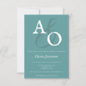 Invitation Fête des mariées Monogramme minimaliste turquoise (Devant)