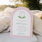 Invitation Fête des mariées Monogramme vert Preppy Arch moder