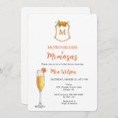 Invitation Fête des mariées Monogrammes et Mimosas (Devant / Derrière)