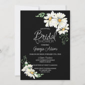 Invitation Fête des mariées Moody Black avec marguerites blan (Devant)