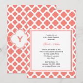 Invitation Fête des mariées Motif Coral Pink (Devant / Derrière)