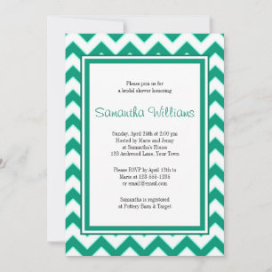 Invitation Fête des mariées Motif Emerald Green Chevron