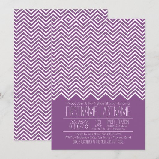 Invitation Fête des mariées Motif moderne et tendance Chevron (Devant / Derrière)