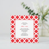 Invitation Fête des mariées Motif Monogram Red Quatrefoil (Debout devant)