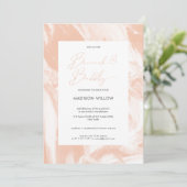 Invitation Fête des mariées mousseuse de brunch rosé de Pêche (Debout devant)