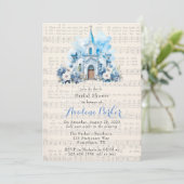 Invitation Fête des mariées musicale Dusty Blue Church (Debout devant)
