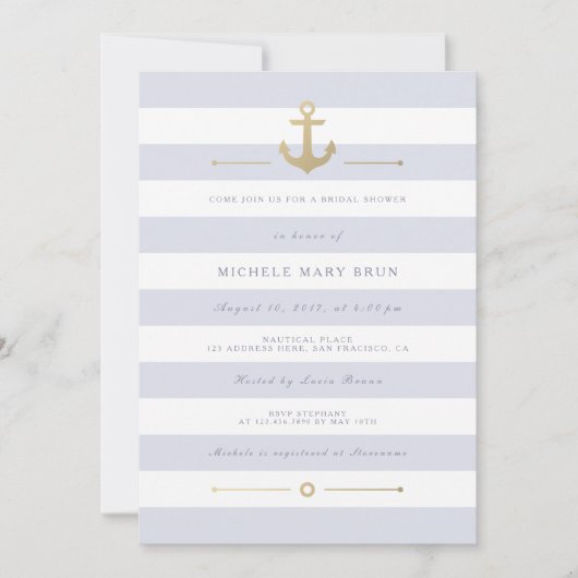 Invitation Fête des mariées Nautique à rayures lég (Devant)