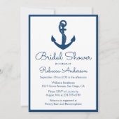 Invitation Fête des mariées nautique Ancre Mariage bleu marin (Devant)