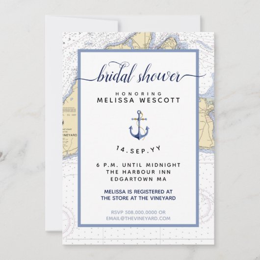 Invitation Fête des mariées nautique | Vignoble de Martha (Devant)