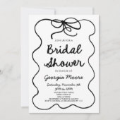 Invitation Fête des mariées noir blanc Whimsical main dessiné (Devant)