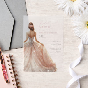 Invitation Fête des mariées noir rose blanc glam