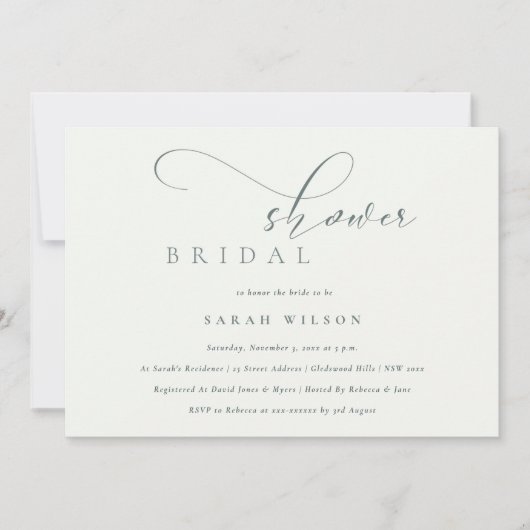 Invitation Fête des mariées noir simple Script (Devant)