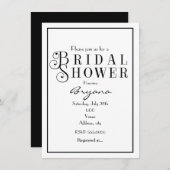 Invitation Fête des mariées noire blanche Typographie Invitat (Devant / Derrière)